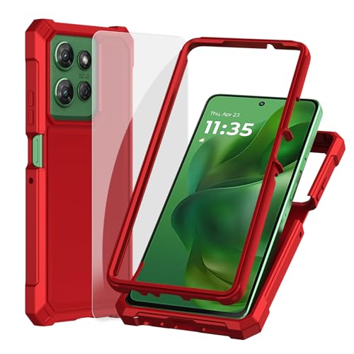 Ailiber for Moto G Power 5G 2025 Phone Case, Motorola Moto G Power 2025 Case with Screen Protector, Dual Layer TPU Bumper Protective, Rugged Silicone Scratch Resistant, Shockproof Cover-Red