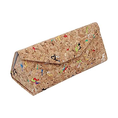 Boshiho Glasses Case, Vegan Cork Eyeglasses Case Hard Foldable Triangle Sunglasses Case for Eyeglass Sunglasses Spectacles Eco-friendly Vegan Gift (Multicolor) Cover