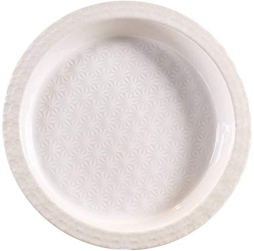 White Ceramic Pie Dish by CIROA  10 Inch Large Size Textured Deep Plate for Baking or Serving