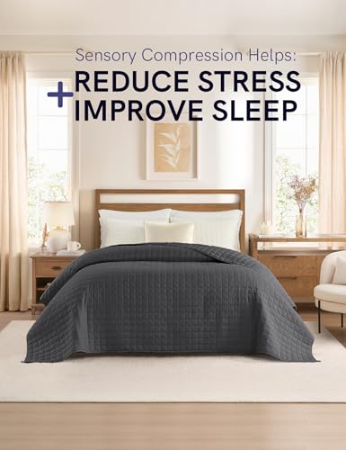 Image of YnM King Size Weighted Blanket for Adults (88x104 Inches, 20 Pounds, Dark Grey), Exclusive Smallest Compartments with Glass Beads, Heavy Bed Blanket for Two Persons of 90~160lbs on Queen or King Bed