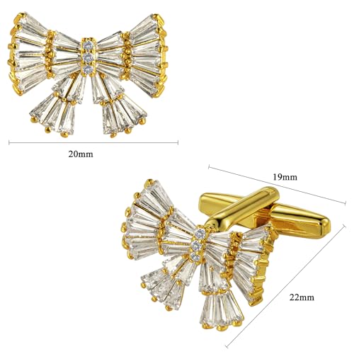 Mancuernillas para hombre con cristal y acabado dorado miniatura 5
