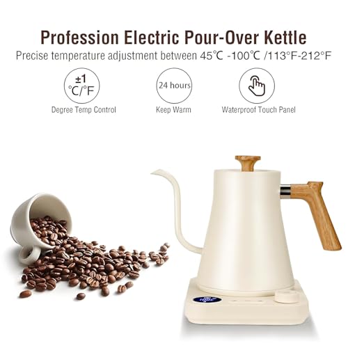 Tetera Eléctrica Digital NNAKLLI 0.9L Control Temperatura Beige miniatura 5