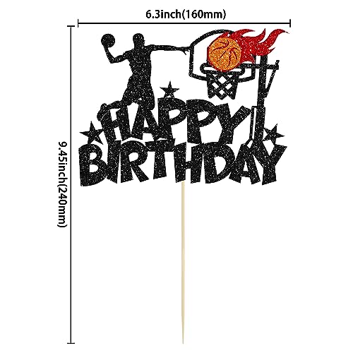 Ephlyn EPH-2022-134-5 1Pc Basketball Happy Birthday Cake Topper Glitter Basketball Sports Theme Birthday Cake Pick For Basketball Theme Baby Shower Birthday Party Cake Decorations Supplies thumb #1
