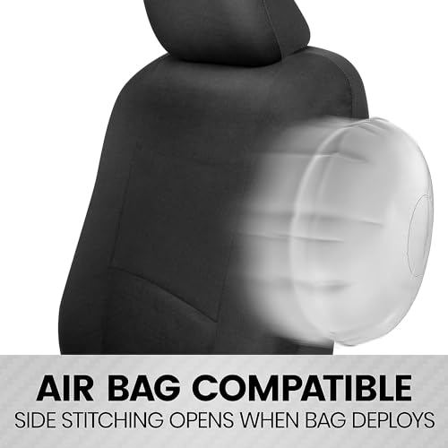 Image of BDK PolyPro 2-Pack Front Car Seat Covers Set in Black /Black - Front Seat Covers for Cars Trucks Vans SUVs Sedans, Easy to Install Front Car Seat Cover Protection, Universal Fit Car Accessories