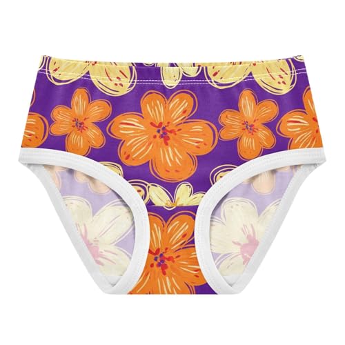 Orange Beige Floral Purple Panties Little Girl Girls Underwear Toddlers Cotton Funny Kids Briefs Undies 2t