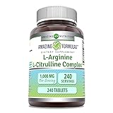 Amazing Nutrition L-Arginine / L-Citrulline Complex 1000 Mg* Combines Two Amino Acids With Potential Health Benefits * Supports Energy Production * Ads To Improve Athletic Performance (240 Tablets)