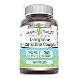 - L-Arginine/L-Citrulline Complex 1000 Mg Per Serving Supplement - 240 Servings per Bottle, 1 Tablet Per Serving - Non-GMO, Gluten Free, Third Party Tested - Manufactured in accordance with GMP Standards - Proudly made in the USA with Guaranteed Puri...