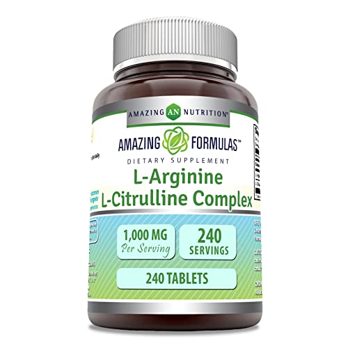 Amazing Formulas L-Arginine/L-Citrulline Complex 1000mg 240 Tablets Supplement| Non-GMO | Gluten Free | Made in USA