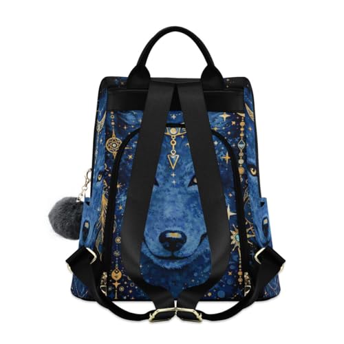 Image of ALAZA Watercolor Tattoo of Wolf Head Outdoor Backpack Bags for Woman