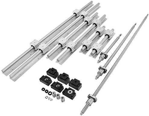 Happybuy Linear Rail, Ballscrew x 3, RM1605-350mm 650mm 1050mm x 2 Linear Rail Support, 12 CNC Kit Linear Shaft Optical Axis