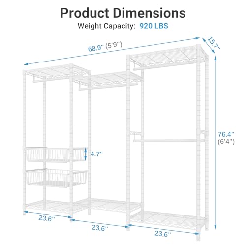 Image of VIPEK V10 Heavy Duty Clothes Rack Wire Garment Rack Cloaet System, White