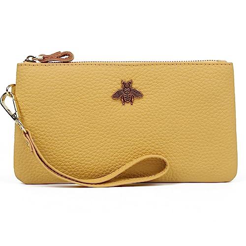Image of imeetu Wristlet Wallets for Women, Wristlet Clutch Purse, Phone Wallet | Genuine Leathe Wallet Women, Lightweight Water-resistant Long Wallet with Wrist Strap, Zip Coin Pocket, Gift Box, Bee Decor