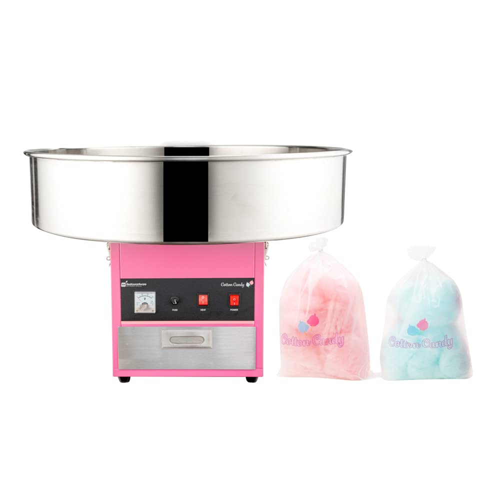 Restaurantware Hi Tek 28 Inch Cotton Candy Machine 1 Birthday Party and Carnival Candy Floss Maker - Produces 120 Cones Per Hour 110V Stainless Steel Sugar Cotton Machine 1080W