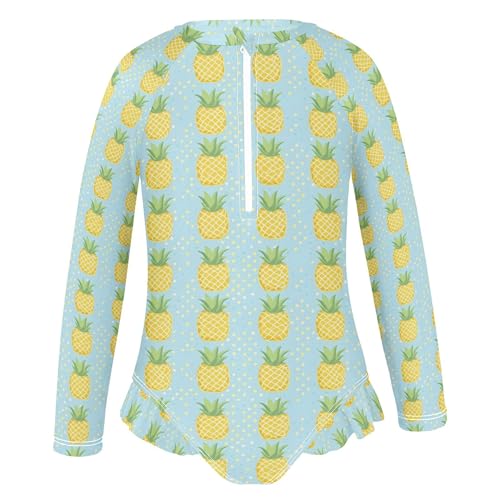 Pineapple Fruit Girls Long Sleeve Rashguard Swimsuit UV Protection One-Piece Swimwear Bathing Suit B04036712
