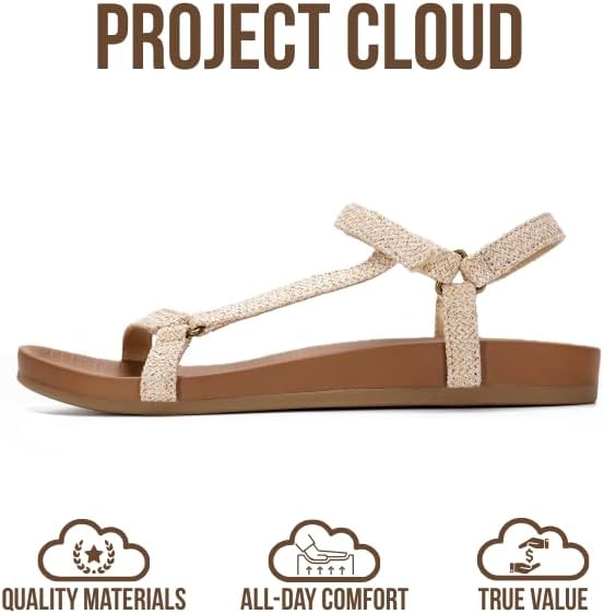 Project Cloud Sandals for Women 2026 - Strappy Adjustable Womens Sandals with Plush Insole - Lightweight & Non Slip Women Footwear - Everyday Wear Womens Slides (Brandy) - Image 3