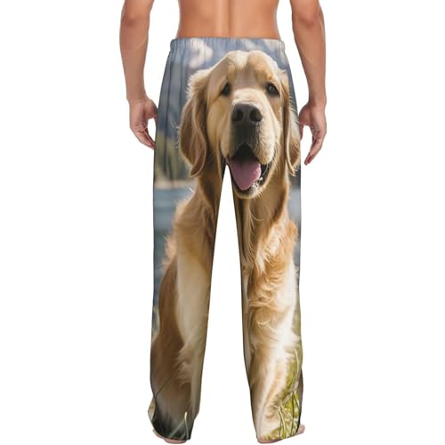 Mens Pajama Pants Soft Comfy Pajama Bottom with Pockets Golden Retrievers Sleep Pant Mens Lounge Pant3