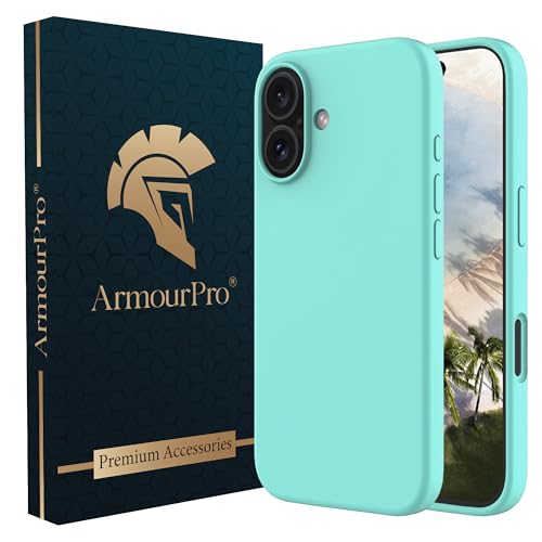 Image of ArmourPro Silicone Back Case for iPhone 16, Soft-Touch Case | Light Cyan
