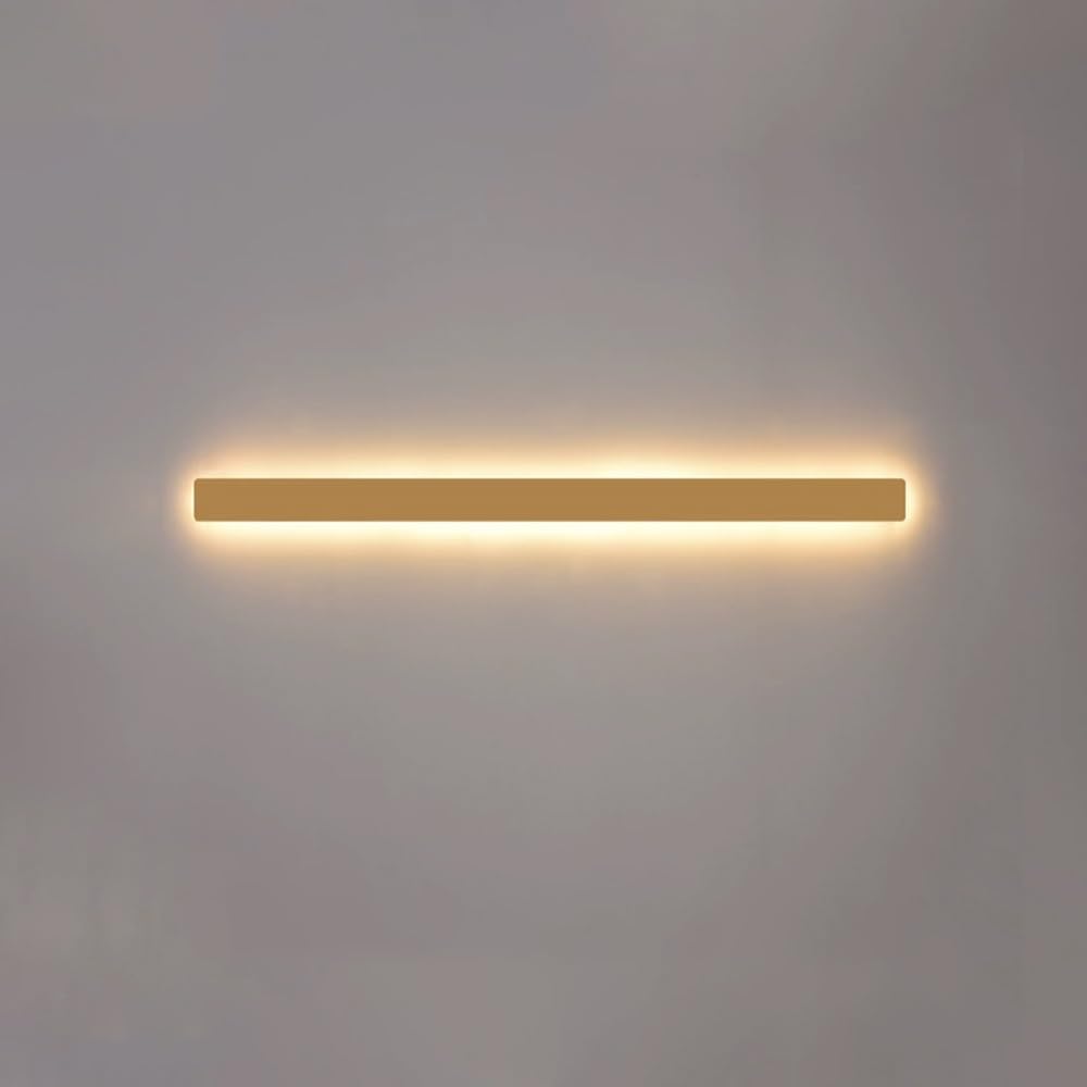 SXECAEPS LED Wall Sconce Gold Light Bar Minimalist Lamp, Linear Strip Sconces Lighting Fixture, Golden Rectangular Mount Lights for Bedroom Living Room Hallway(80cm)