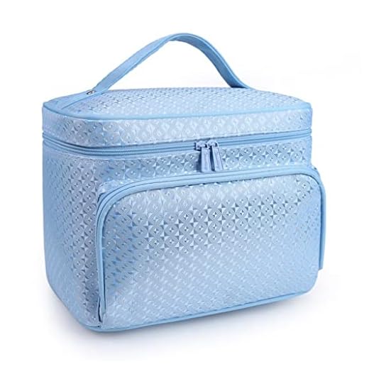 EODNSOFN Diamante Lattice Big Cosmetic Bag Damas Impermeable Profesional Bath Productos Lavado Necesidades Lavado Agencia de Viajes Cosmética (Color : Blue)