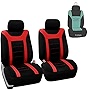 FH Group Car Seat Covers Sports Seat Covers Front Seats Only, Airbag Compatible Red Black Automotive Seat Cover Combo Small Car Seat Cover Design Universal Fit Interior Accessories Cars Trucks SUVs