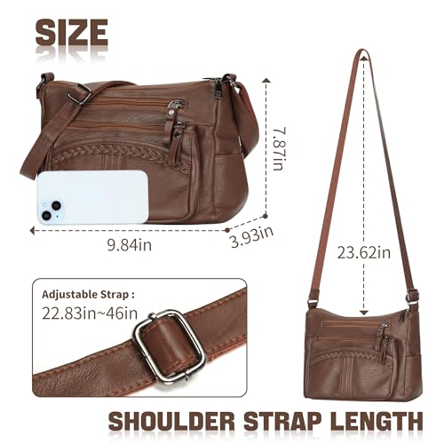 Image of ELDA Purses for Women Pocketbooks Soft PU Leather Ladies Crossbody Purse Multi Pocket Shoulder Bag