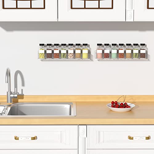 Niubee Wall Mounted Spice Rack Organizer,Clear Acrylic Spice Shelf Storage Holder,Hanging Seasoning Rack Organizer For Wall Kitchen 4 Pack #TOP5