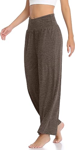 Image of TARSE Womens Wide Leg Pants Casual Loose Yoga Sweatpants Comfy Lounge Pajama Flowy Pants Pockets