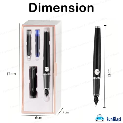 Image of FunBlast Fountain Pen for Students, Iridium Tip Nib Refillable Fountain Pen with 2 Refills, Kawaii Stationary Gift for Kids, Pen for Office, School Stationery Items for Kids