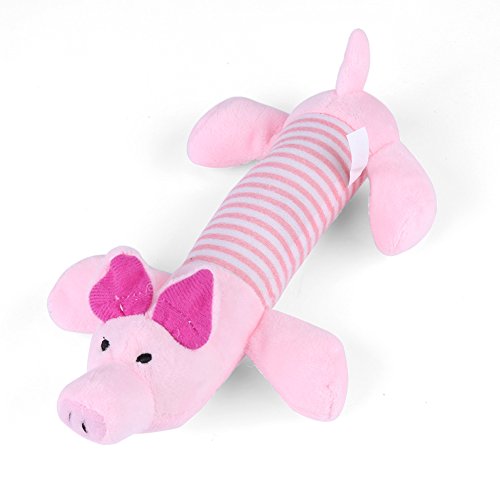 Animal Shape Pet Plush Sound Toy, Pet Dog Cat Chewing Squeaky Sound Toy Cartoon Design Interactive Toy(Pig)