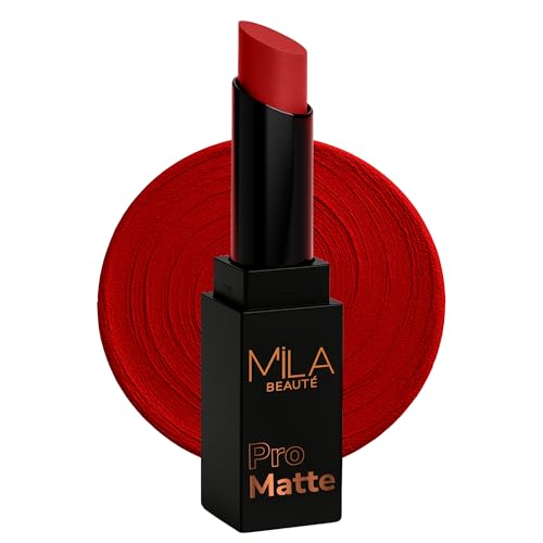 Image of Mila Beaute Pro Matte Lipstick | Highly Pigmented & Long lasting | Semi Matte Finish | Light Weight Lipstick | Single Swipe Application | Luxurious Lip Color | Shade - (Naina, 4.2g)