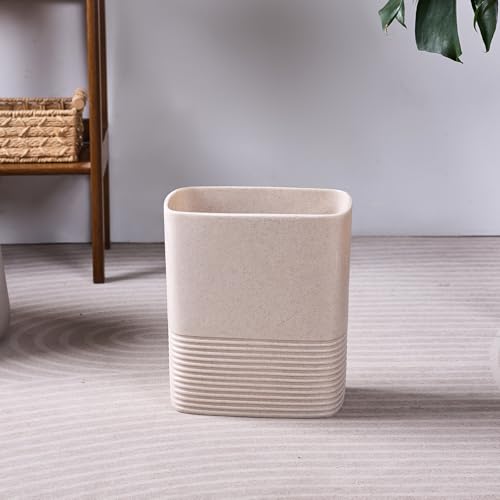 Image of Beige Sand Stone Small Bathroom Trash Can 2 Gal(7 Liter), Heavy Sturdy Small Kitchen Garbage Can,Living Room Bedroom Trash Can, Decorative Wastebasket for Home, Garden, Office, Perfect for Toilet Side