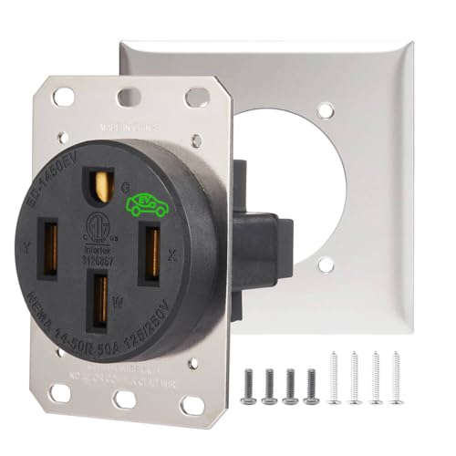 Suplevel NEMA 14-50 EV Outlet, 50Amp EV Charging Receptacle with Wall Plate