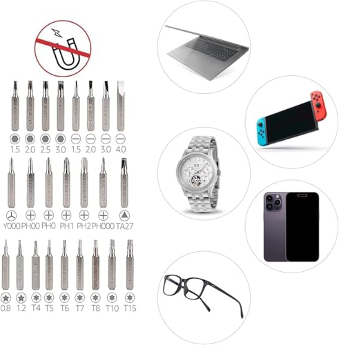Miniatura 5 de Amazon Basics Juego de magnético destornillador de precisión electrónico y carraca de 73 Unidad, magnético, Negro, Rojo, Plateado
