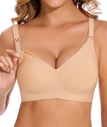 Image of HBselect Maternity Bra Wireless Nursing Bras for Breastfeeding Seamless Ultra Comfort, Natural Shape Pregnancy Sleep Bralette