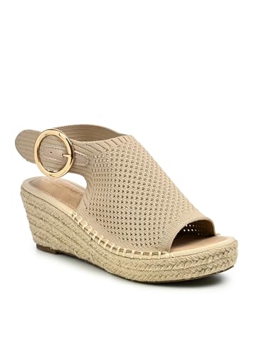 Image of CLOUDAIR Selina Women's Espadrille Wedge Sandals - Comfortable and Stylish Platform Slip On Sandals with Buckle Closure, Comfy Wedge Heels for Women, Fashion Summer Sandals