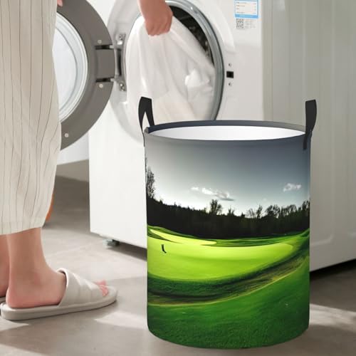 Panier à linge rond grand format sac à linge imprimé golf vert
