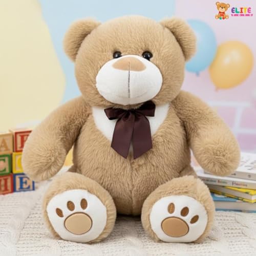 Image of 55 CM Brown Beige Teddy Bear Plush Toy | Super Soft Stuffed Animal for Kids | Cute Bow Tie Design | Huggable Soft Toy for Boys & Girls for Birthdays & Special Occasions