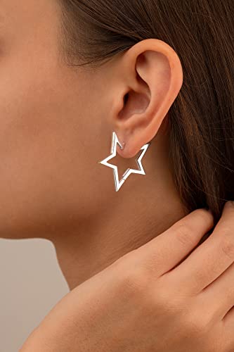 Vinani Pendientes De Aro Con Estrella Brillante, Plata De Ley 925, 2csr Vinani Pendientes De Aro Con Estrella Brillante, Plata De Ley 925, 2csr