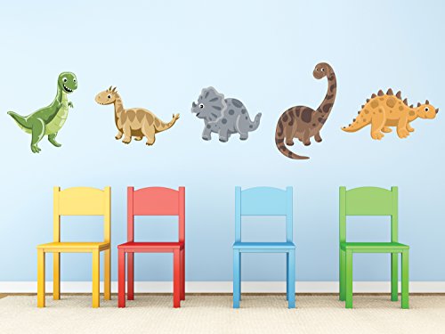Dinosaur Fabric Wall Decals in Neutral Colors, Set of 5 Adorable Dinosaurs with T-Rex, Brontosaurus, Triceratops, and More, Non Toxic, Reusable and Repositionable Dinosaur Fabric Wall Decals in Neutral Colors, Set of 5 Adorable Dinosaurs with T-Rex, Brontosaurus, Triceratops, and More, Non Toxic, Reusable and Repositionable