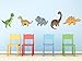 Dinosaur Fabric Wall Decals in Neutral Colors, Set of 5 Adorable Dinosaurs with T-Rex, Brontosaurus, Triceratops, and More, Non Toxic, Reusable and Repositionable