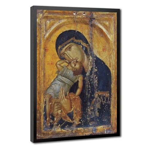 Icône byzantine Vierge Pelagonitissa, impression sur toile fine et cadre premium