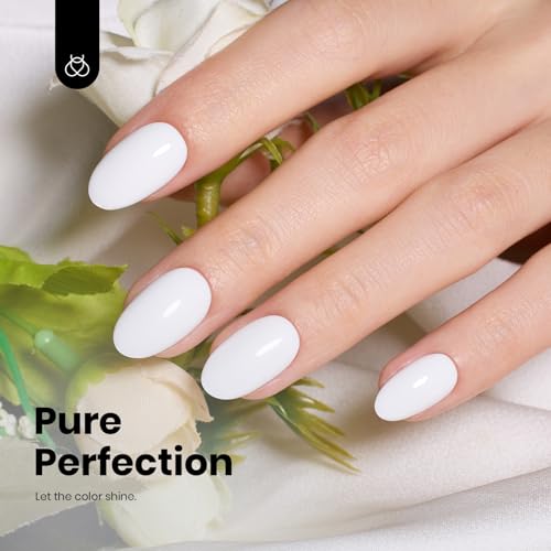 Image of Beetles White Gel Polish - Hema-Free French Gel Nail Polish High Gloss Colors Soak Off Pure White Rhythm Nail Polish Nail Art Manicure Salon White Color Bottle