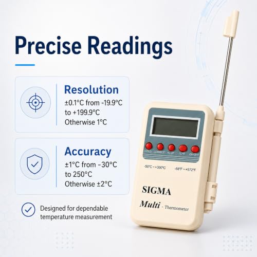 Image of Sigma Instruments Digital Temperature Meter /Thermometer with Sensor (-50C To 300C)