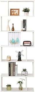 Etnicart - Display cabinet book shelves Wood Bookcase Display Shelf Cube S-Shape Bookshef, 6 Tier Freestanding White, Living room Display storage Dividers 70X23.5X190cm book shelf white bookcase