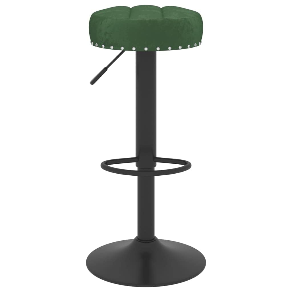Lot de 2 tabourets de bar en velours vert foncé avec repose-pieds, réglables en hauteur, pivotants, avec dossier et accoudoir, idéal pour cuisine, salle à manger, comptoir et table de bar