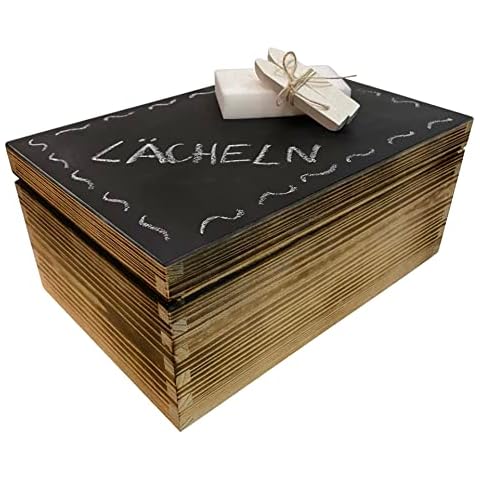 WoodGall Holzkiste mit Deckel groß 30×20×13cm - Aufbewahrungsbox Holz Cover