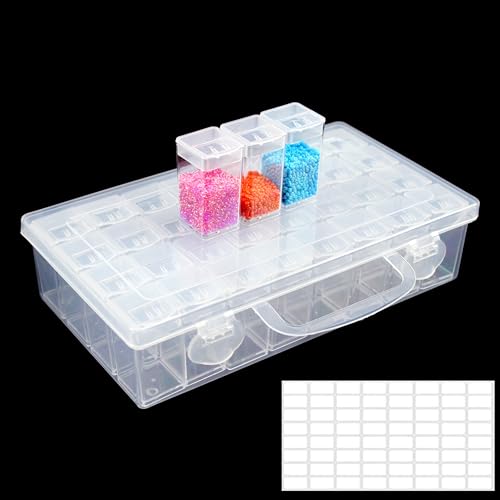 Image of 32 Grids Bead Organizer Box, Diamond Painting Drill Storage Containers, Embroidery Beads Storage Box with Label