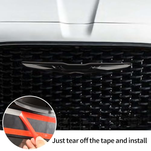 Image of Hoolcar Front Bumper Center Grille Emblem Cover Grill Badge Molding Trim Compatible with 2015-2022 Chrysler 300 300C, Black