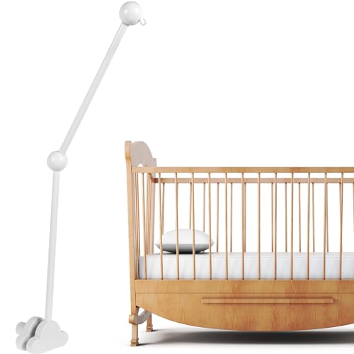 27inch Baby Crib Mobile Arm, Wooden Crib Mobile Holder Adjustable Angle Cot Mobile Arm Non-Skid Crib Mobile Bed Bell Holder Nursery Mobile Hanger for Crib Nursery Decor