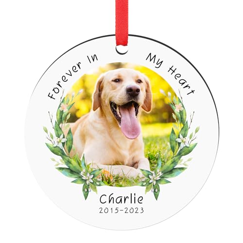 Personalized Christmas Ornaments 2024, Forever in Our Hearts Pet Memorial Ornaments for Christmas Tree, Pet Memorial Gifts, Sympathy Remembrance Gifts for Loss of Dog Cat Pet